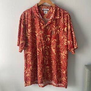 COLUMBIA Men's Short-Sleeved Hawaiian tropical outdoor Shirt Red Floral …
